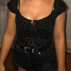 Motel black cheetah print mesh bodysuit